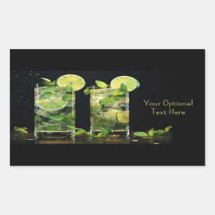 Anpassningsbar Text Mojito Cocktails Rektangulärt Klistermärke