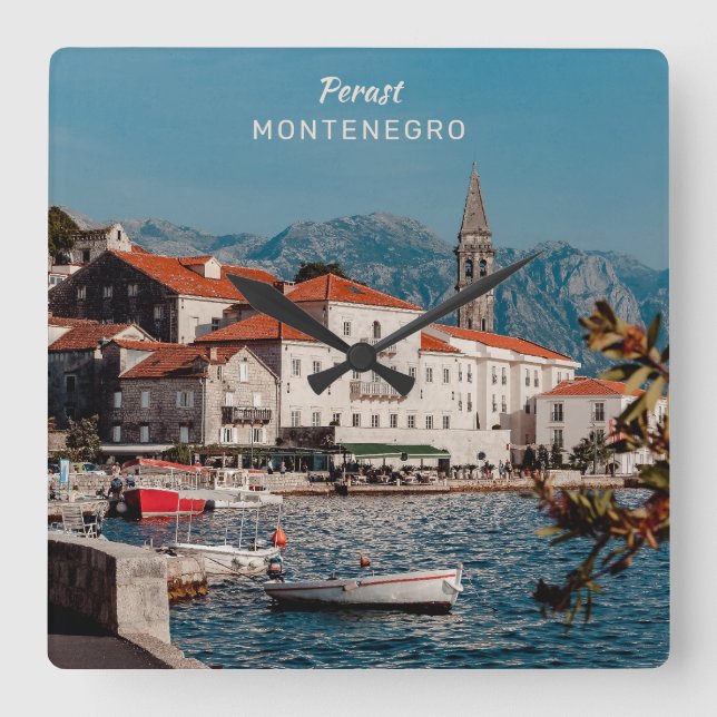 Anpassningsbar Text Montenegro Fyrkantig Klocka (Framsida)