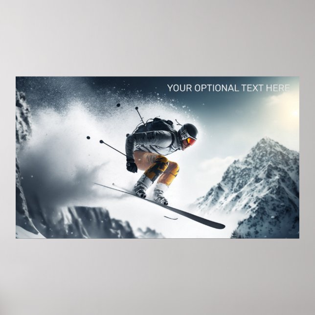 Anpassningsbar Text Mountain Skier Poster (Framsidan)