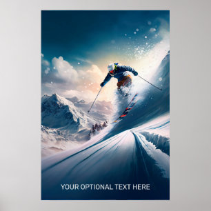 Anpassningsbar Text Mountain Skier Poster