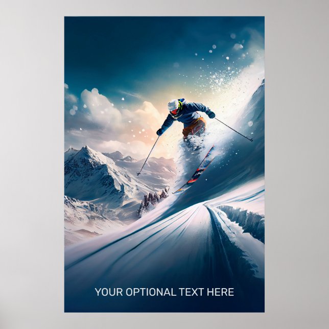 Anpassningsbar Text Mountain Skier Poster (Framsidan)
