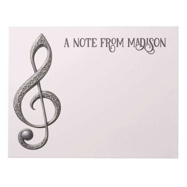Anpassningsbar Text Musical Clef Note Anteckningsblock (Framsida)