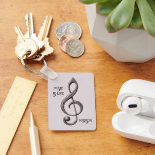 Anpassningsbar Text Musical Clef Note Nyckelring