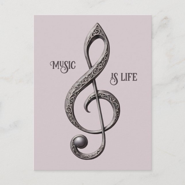 Anpassningsbar Text Musical Clef Note Vykort (Framsida)