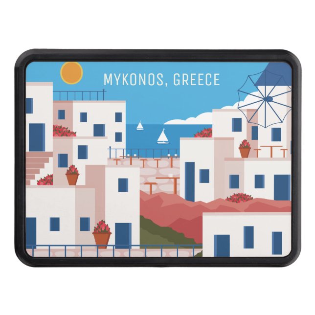Anpassningsbar Text Mykonos Greece Dragkroksskydd (Framsidan)