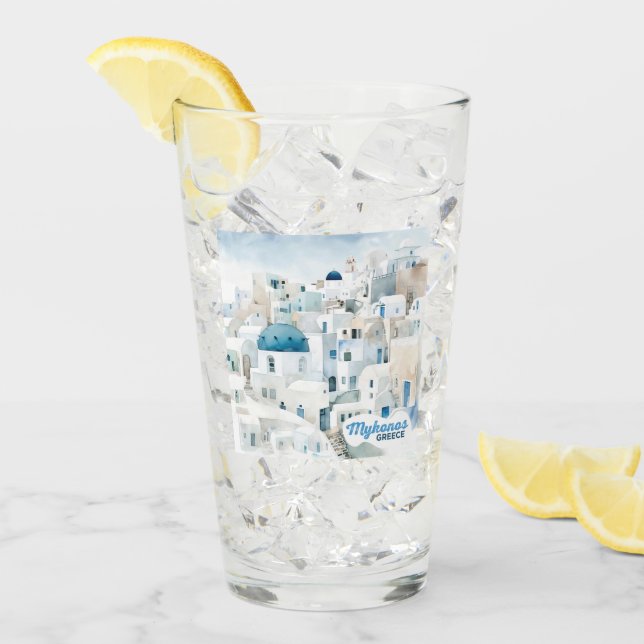 Anpassningsbar Text Mykonos Greece Glaskopp (Framsida Ice)