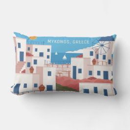 Anpassningsbar Text Mykonos Greece Lumbarkudde