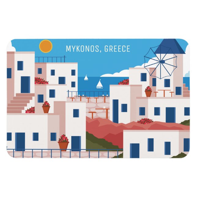 Anpassningsbar Text Mykonos Greece Magnet (Horisontell)