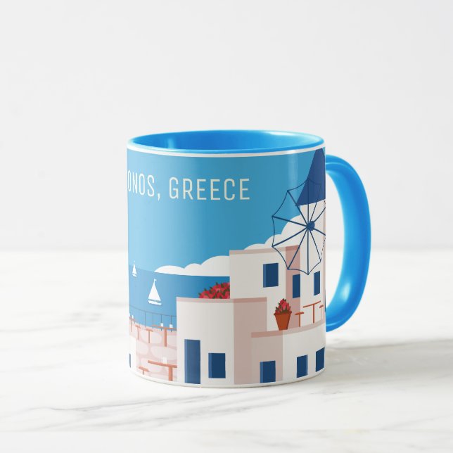 Anpassningsbar Text Mykonos Greece Mugg (Framsida höger)