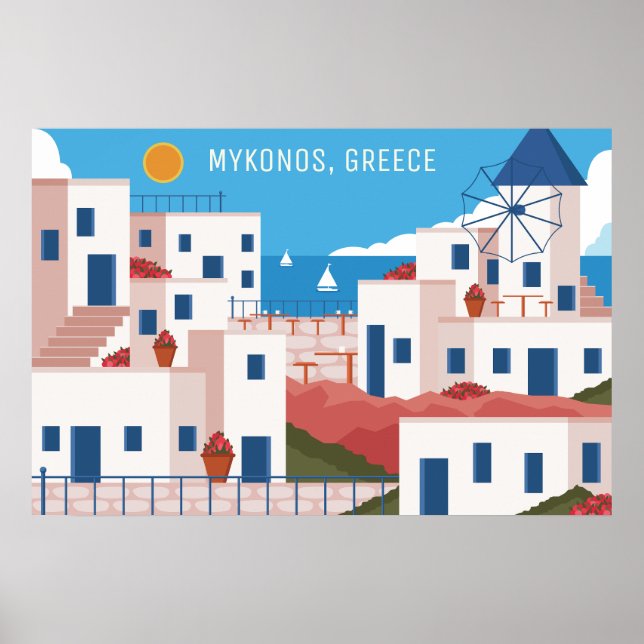 Anpassningsbar Text Mykonos Greece Poster (Framsidan)