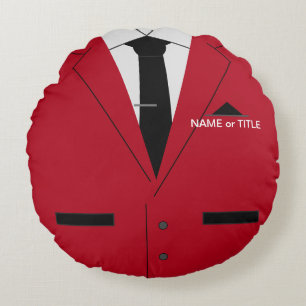 Anpassningsbar Text Namn Rund Pillow Red Kostym oc Kudde