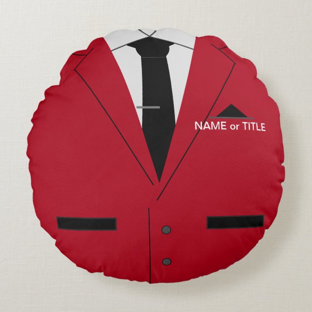 Anpassningsbar Text Namn Rund Pillow Red Kostym oc Kudde (Framsidan)
