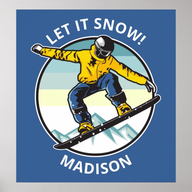 Anpassningsbar text & namn SNOWBOARDER poster (Framsidan)