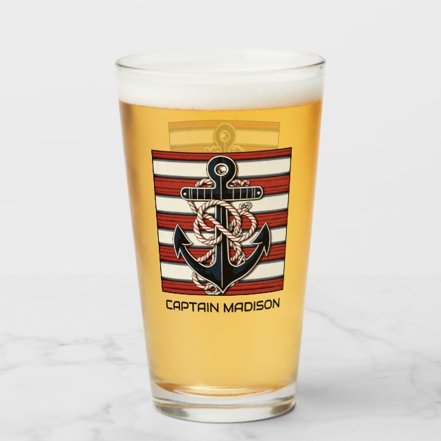 Anpassningsbar Text Nautical Anchor Glaskopp (Framsida fylld)