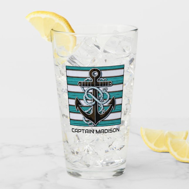 Anpassningsbar Text Nautical Anchor Glaskopp (Framsida Ice)