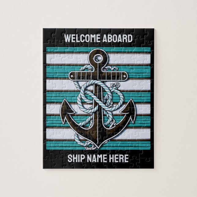 Anpassningsbar Text Nautical Anchor Pussel (Vertikal)
