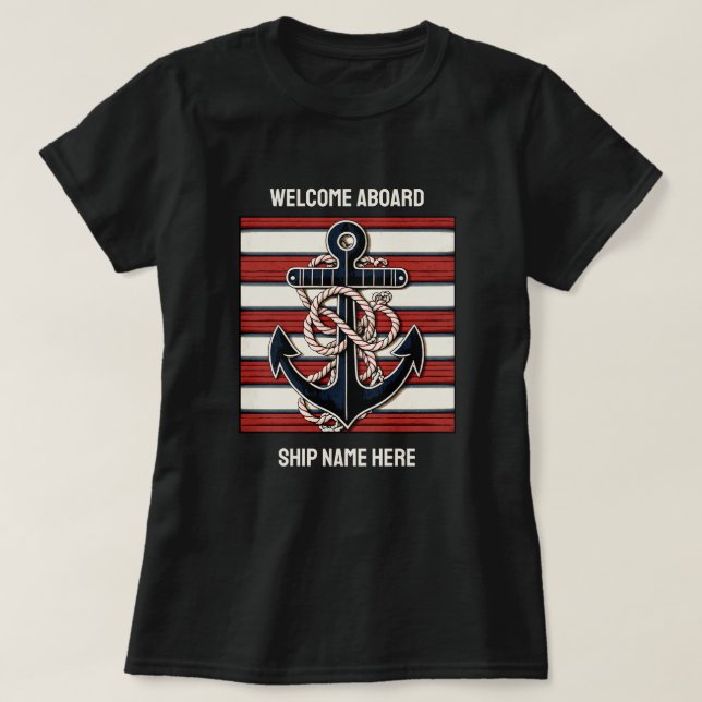 Anpassningsbar Text Nautical Anchor T Shirt (Design framsida)