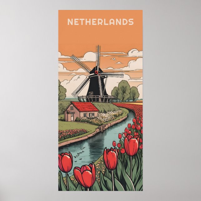 Anpassningsbar Text Netherlands Windmills Poster (Framsidan)
