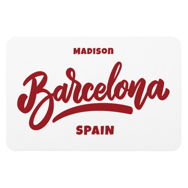 Anpassningsbar Text och Färg Barcelona Magnet (Horisontell)