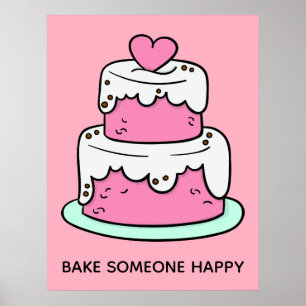 Anpassningsbar text och färg Cake Illustration pos Poster