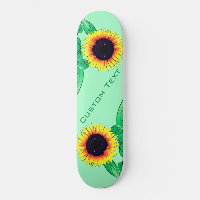 Anpassningsbar Text och Färg Skateboard med solblo (Framsida)