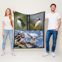 Anpassningsbar text och filtar i färg Puffins