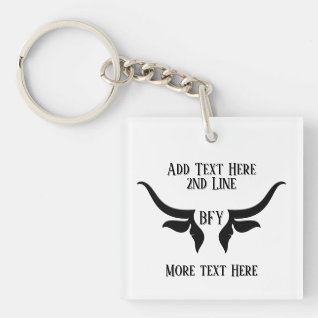 Anpassningsbar Text och Monogram Bulls Horn (Framsidan)