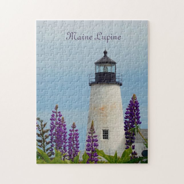 Anpassningsbar Text och Photo Pemaquid Lighthouse Pussel (Vertikal)