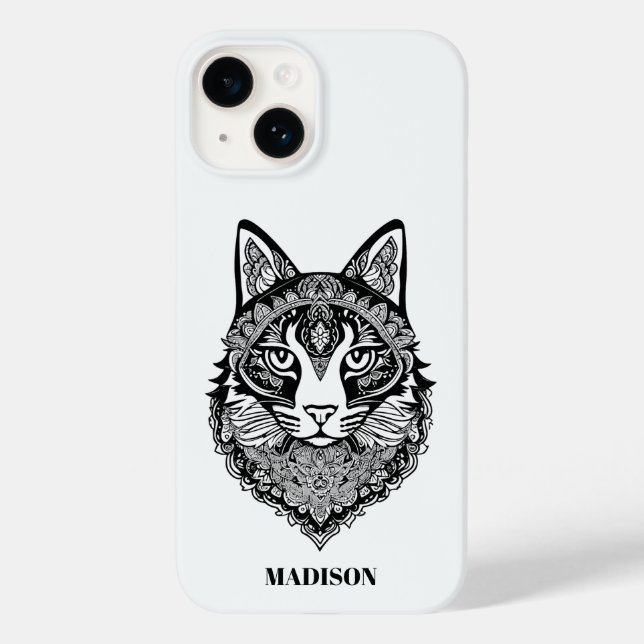 Anpassningsbar Text Ornamental Cat (Baksida)