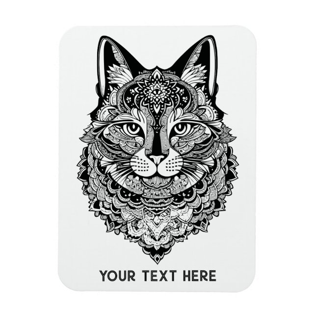 Anpassningsbar Text Ornamental Cat Magnet (Vertikal)