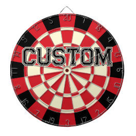 Anpassningsbar Text på Retro Red, Black, Cream Bei Darttavla