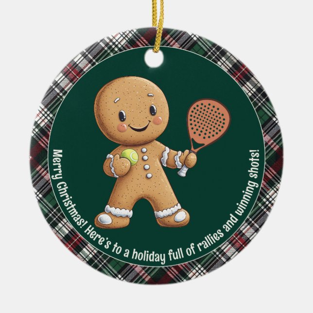 🎾 Anpassningsbar text, Padel Powered jul Julgransprydnad Keramik (Framsidan)