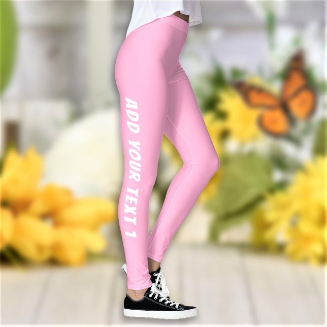 Anpassningsbar Text Personlig Rosa Gym  Leggings (Skapare uppladdad)