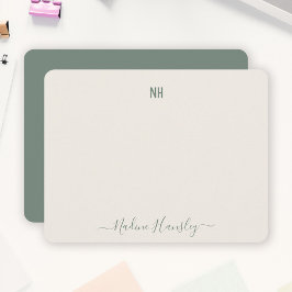 ANPASSNINGSBAR TEXT - personligt monogram, modernt Anteckningskort