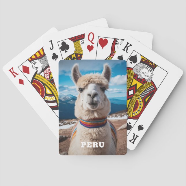 Anpassningsbar Text Peru Llama Casinokort (Baksidan)