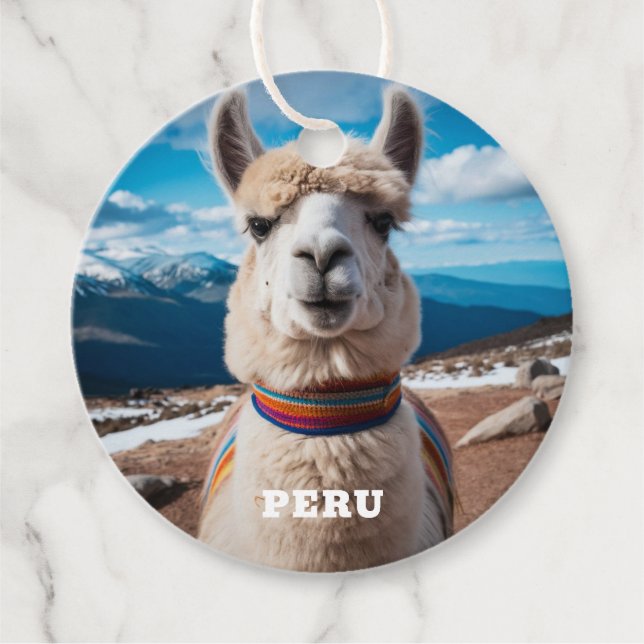 Anpassningsbar Text Peru Llama Gåvor Etiketter (Framsida)