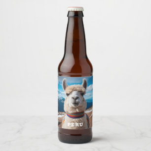Anpassningsbar Text Peru Llama Ölflaska Etikett