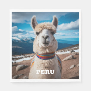 Anpassningsbar Text Peru Llama Pappersservett