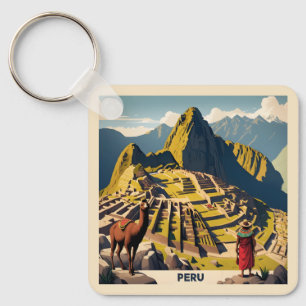 Anpassningsbar Text Peru Machu Picchu Nyckelring