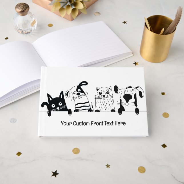 Anpassningsbar Text Pets Illustration Gästböcker (Framsida öppen)