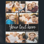Anpassningsbar Text Photo Collage Modern Family Ke Fleecefilt<br><div class="desc">6 av dina favoritfoton med handskrivet skript för trendig som läser ditt anpassningsbar-meddelande med namn eller någon annan information nedan. Underbar nyckelgåva till vänner och familj!</div>