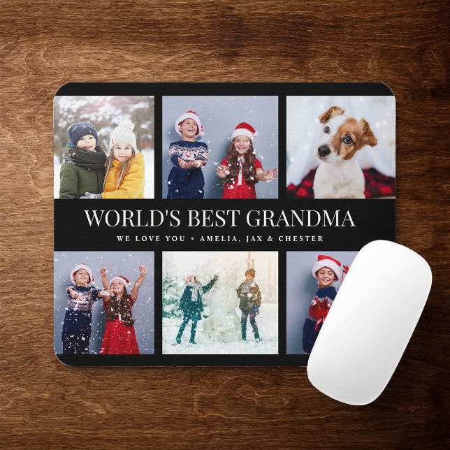 Anpassningsbar Text Photo Collage WORLD'S BEST GRA Musmatta (Skapare uppladdad)