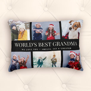 Anpassningsbar Text Photo Collage WORLDS BEST GRAN Prydnadskudde