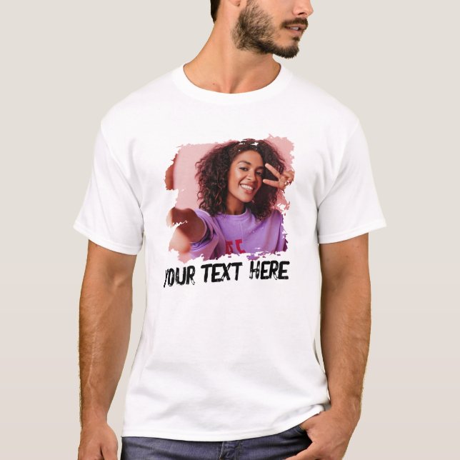 Anpassningsbar Text Photo Coola Grunge T-Shirt (Framsida)