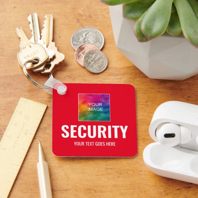 Anpassningsbar Text Photo Logotyp Security Templat Nyckelring (Skrivbord)
