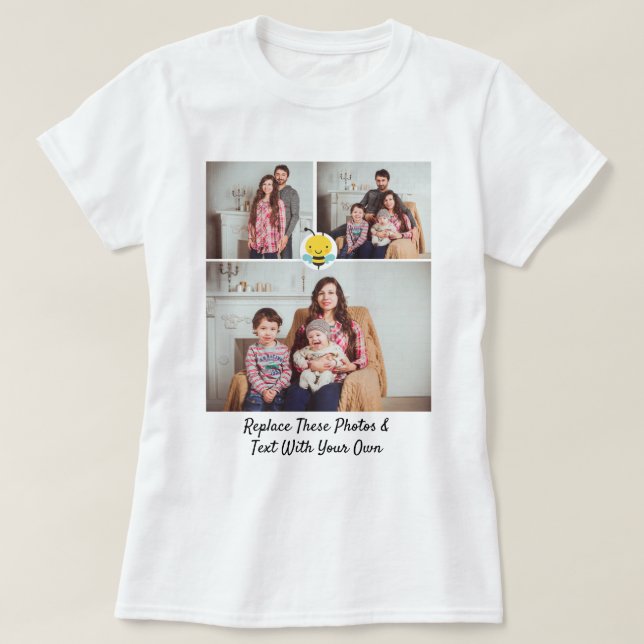 Anpassningsbar Text Photos/ Gult Black Humla T Shirt (Design framsida)