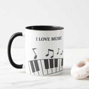 Anpassningsbar Text Piano Tangentbord Notes Mugg