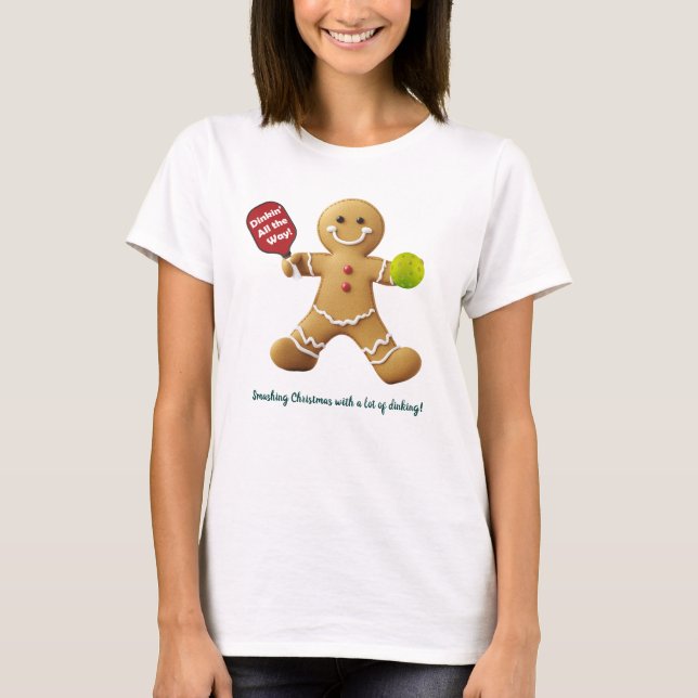 Anpassningsbar text Pickleball Gingerbröd Cheer T Shirt (Framsida)