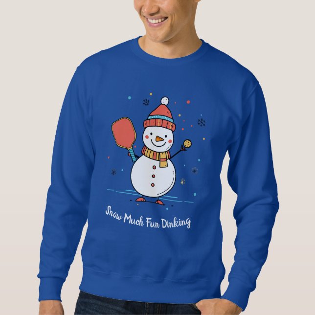 Anpassningsbar text Pickleball Snögubbe Cheer Lång Ärmad Tröja (Framsida)