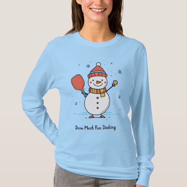 Anpassningsbar text Pickleball Snögubbe Cheer T Shirt (Framsida)